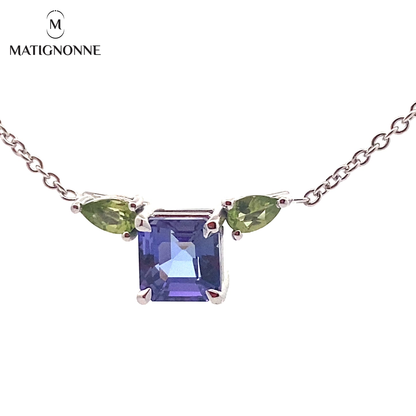 Tanzanite and peridots necklace