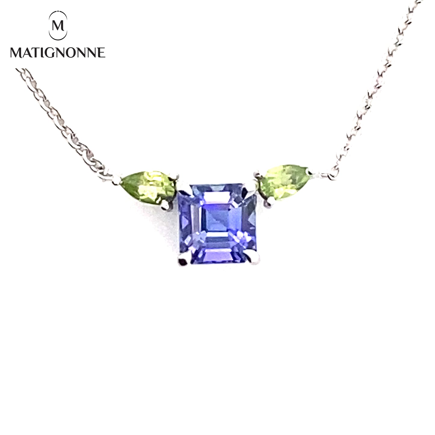 Tanzanite and peridots necklace