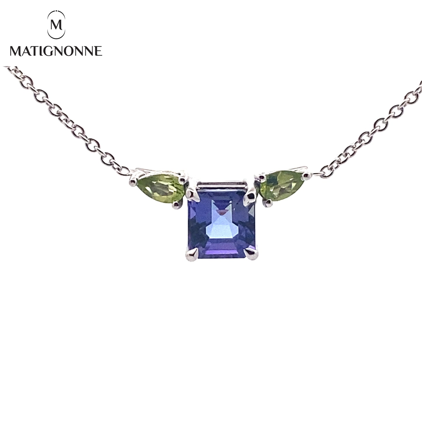 Tanzanite and peridots necklace