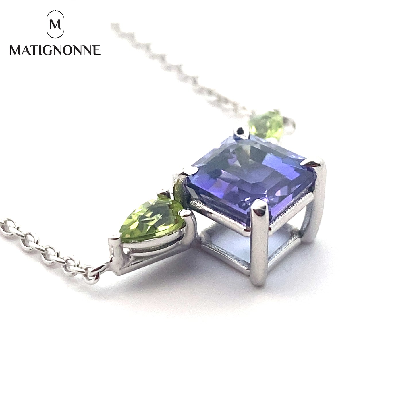 Tanzanite and peridots necklace