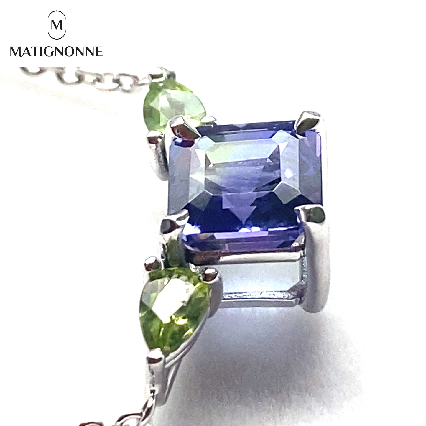 Tanzanite and peridots necklace